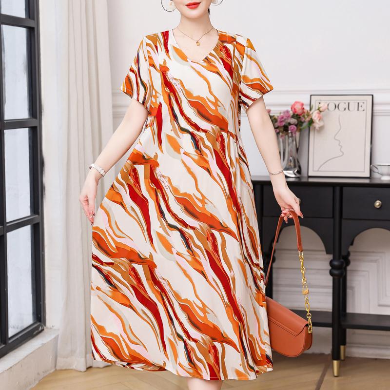 

Летнее длинное платье для женщин, свободная винтажная одежда, повседневные элегантные платья с коротким рукавом для женщин 4XL