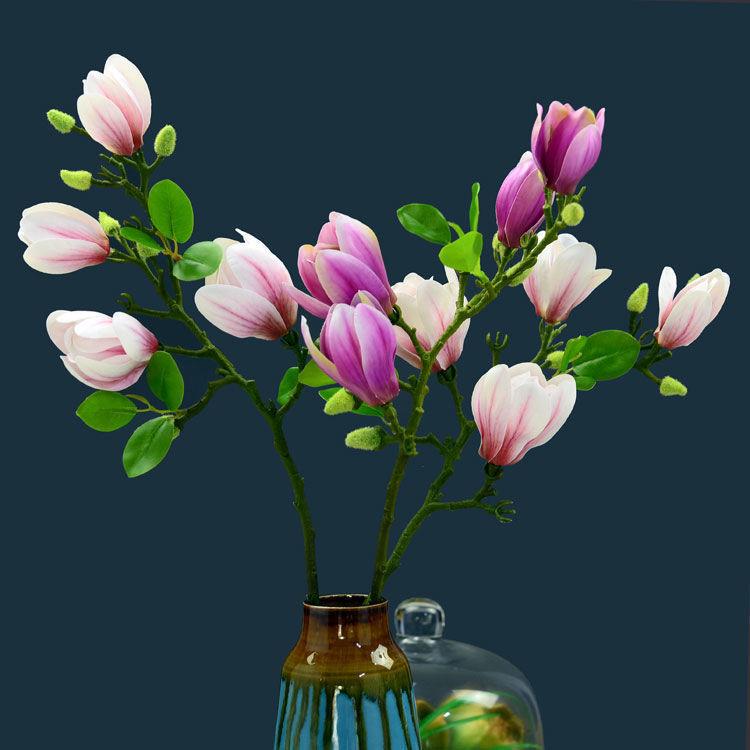 Realistic Magnolia Faux Flower Decor for Living Room or Dining Table