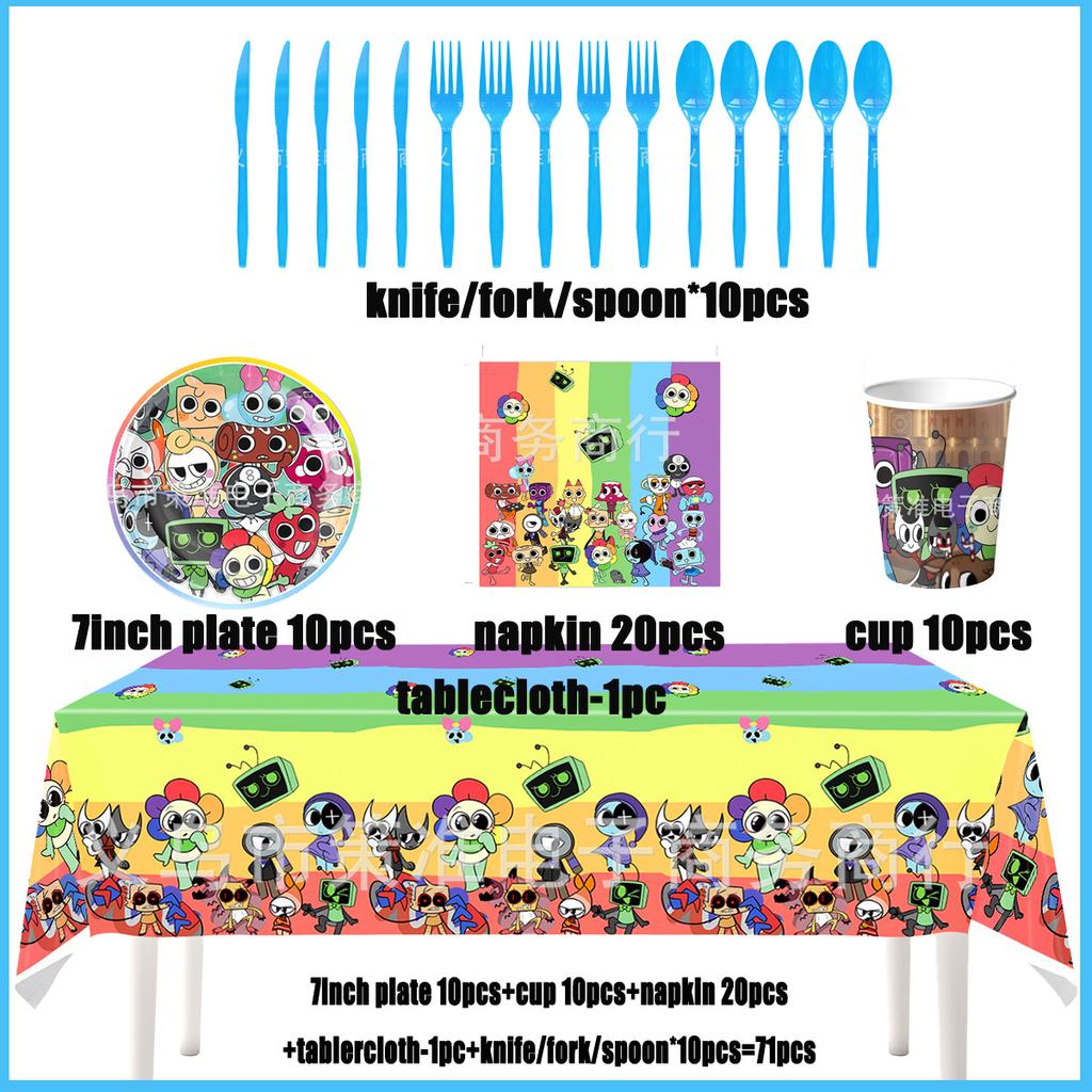 Game DANDYS World Theme Birthday Party Supplies Decoration Disposable Tableware Dandy's DIY Balloon Plate Cup Backdrop Kid Gift