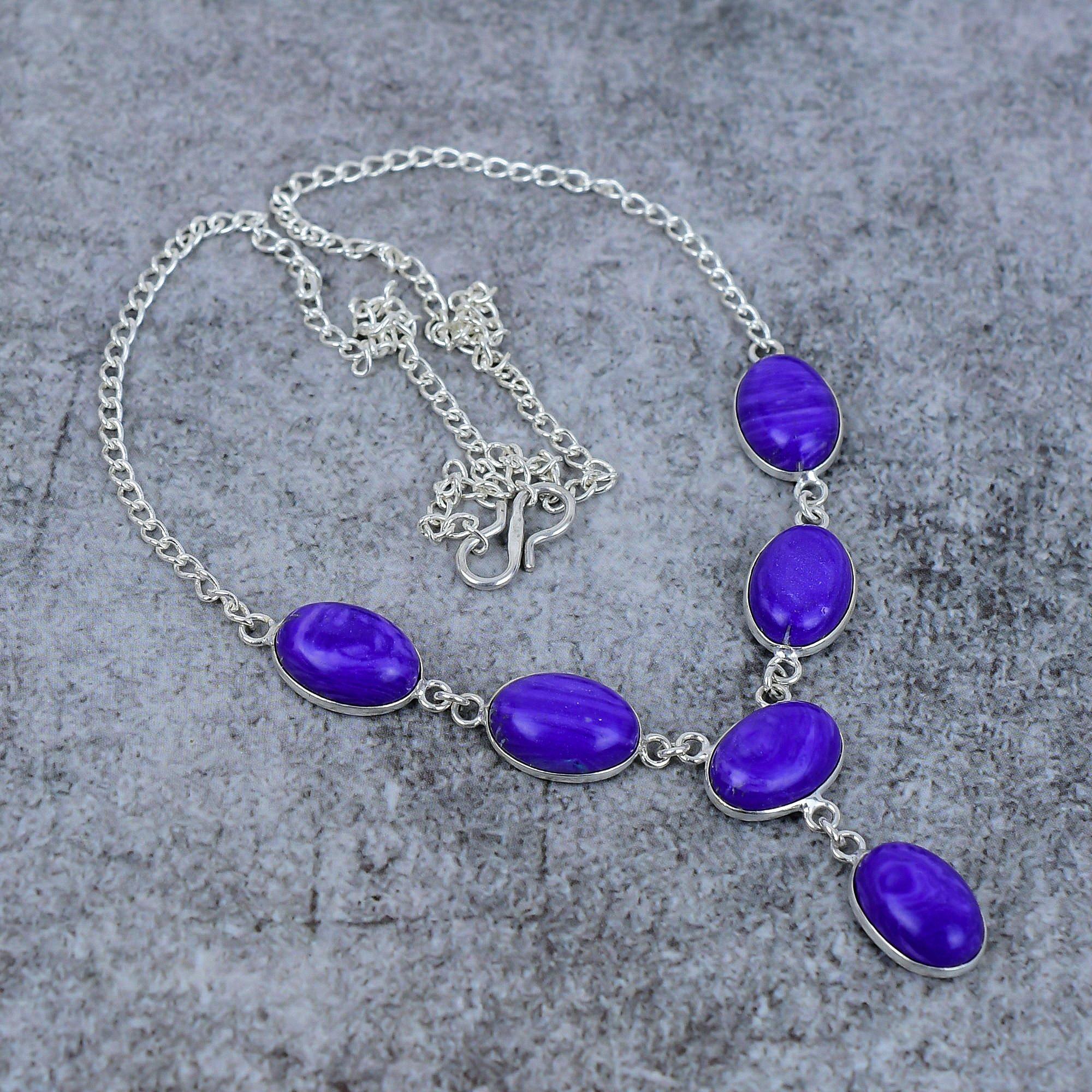

Charoite Gemstone Handmade 925 Sterling Silver Jewelry Necklace 18 M-408
