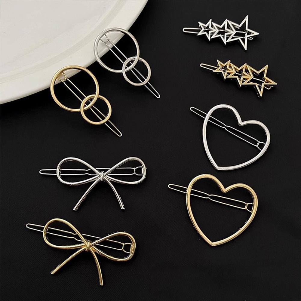 Simple Versatile Alloy Hollow Hair Clip Multiple Shaped Bangs Hairpin Headwear Hair Accessory for Female