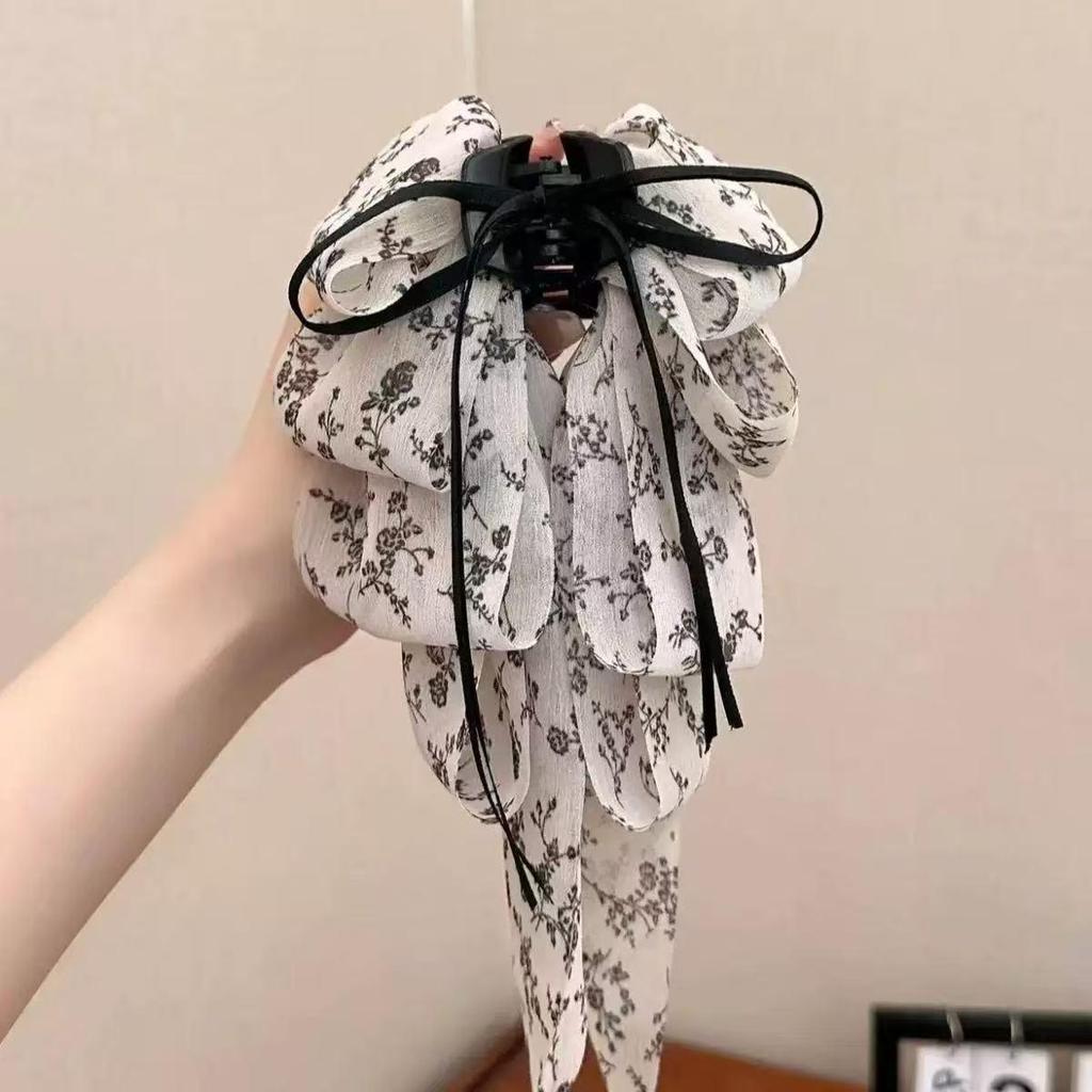 "High-Grade Bow Princess Shark Clip - 2024 Celebrity Cloud Mesh Headdress"