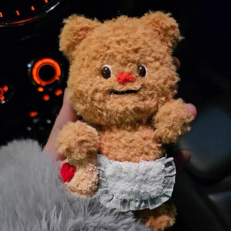 Cute Kawali Cartoon Butter Bear Plush Doll Pendant Keychain Bag Car Key Accessories Couple Girlfriend Birthday Toys For Girls
