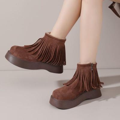 Chaussures rétro, Bottes rehaussantes, Nouveau style automne et hiver pour femmes, Bottines polyvalentes à semelle souple