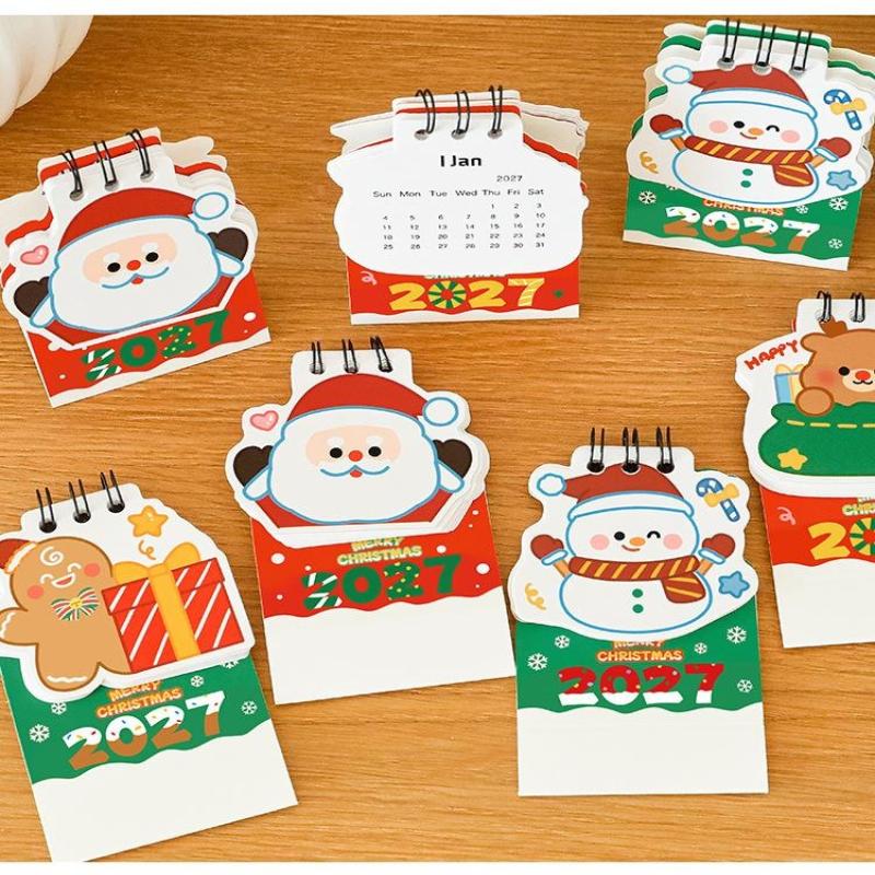 Portable Cartoon Cat 2027 Desk Calendar Coil Mini Daily Planner Schedule Mark Calendar Ornaments Office Desk Accessories