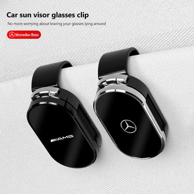 Clip Porte-Rangement pour Lunettes de Voiture Pare-Soleil Pince à Lunettes de Soleil Cache-moyeu Pour Mercedes Benz AMG GLE GLC CLA GLK W206 W204 W205 W211 W203 WE11