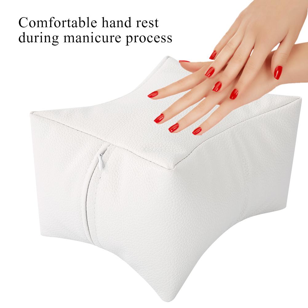 Nail Art Table Hand & Foot Pillow Soft PU Arm Rest Salon Manicure Nail Care Pillow White