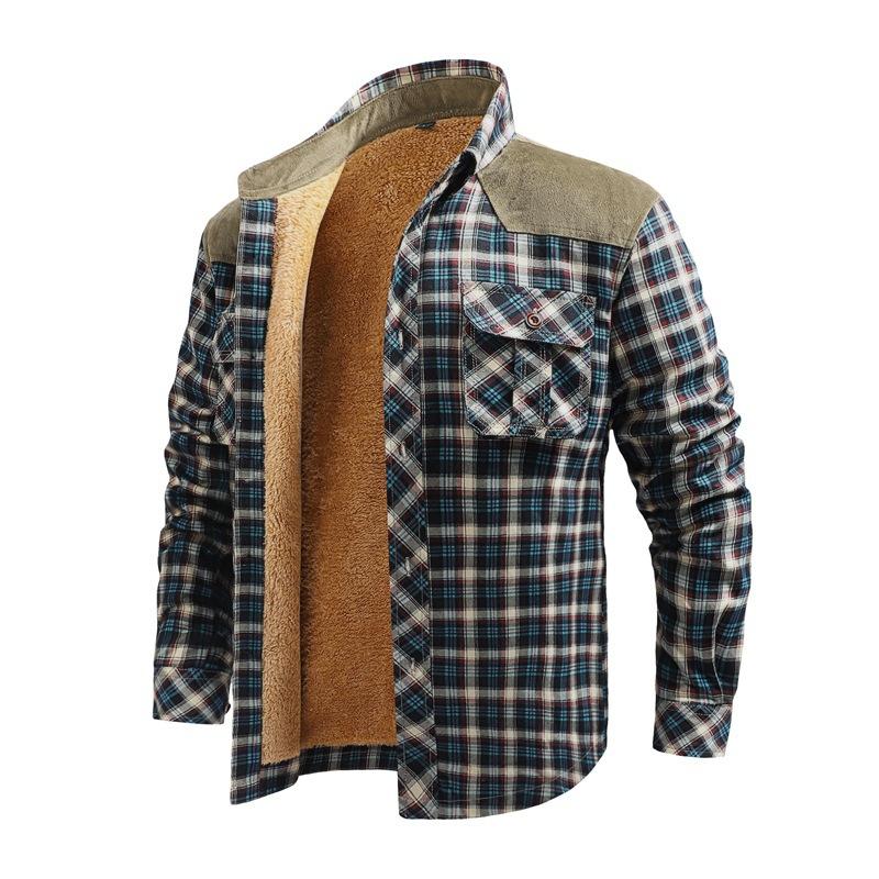 Fleece Verdickt Hemd herren Langarm Plaid Shirt Casual Werkzeug Jacke