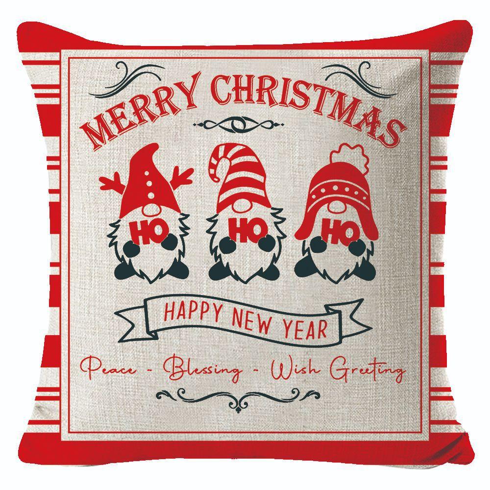 New Christmas Linen Pillow Cover Simple Sofa Pillow Home Printed Cushion Cover