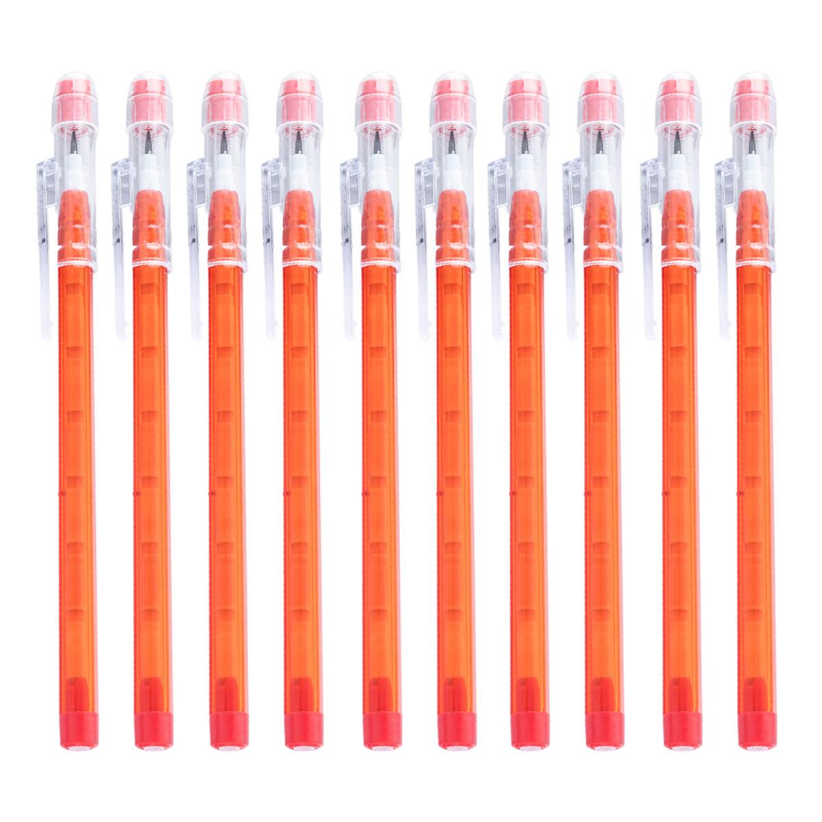 

10 шт. прозрачных карандашей, не требующих заточки, складные многоточечные пластиковые карандаши с ластиками для школьного и офисного рисования красный