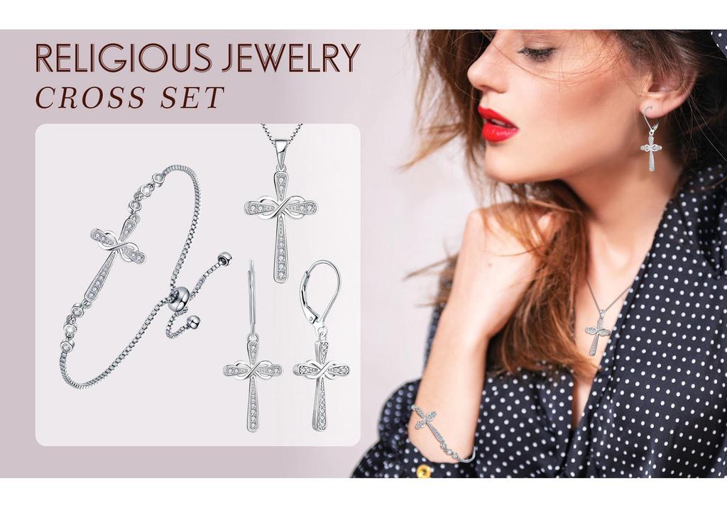 Sterlingsilber S925 Kreuz Halskette mit Schleife Zirkon Anhänger für Damen - Trendiges Schmuck Accessoire