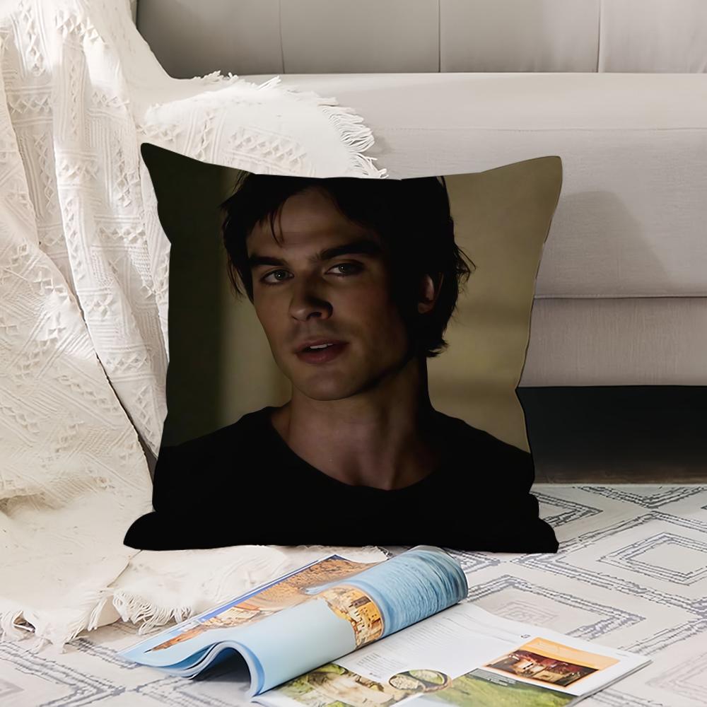 Vampire Diaries Starring D-Damon S-Salvatore  Pillow Case Office Cushions Suitable For Sofa Car Bedroom Decorative Cushion Cover