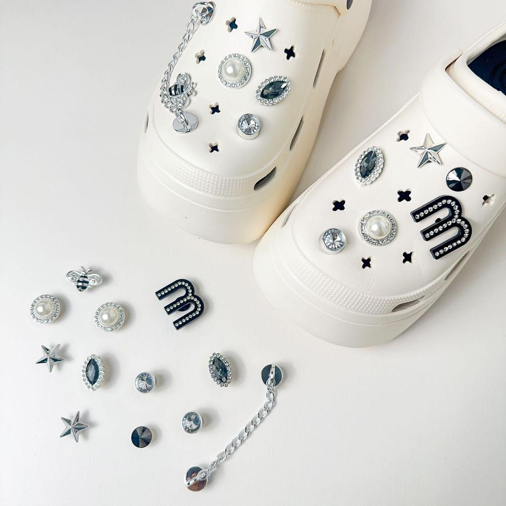 Cute Resin Starfish & Shell Croc Shoe Buckles with High-End Flower Accessories