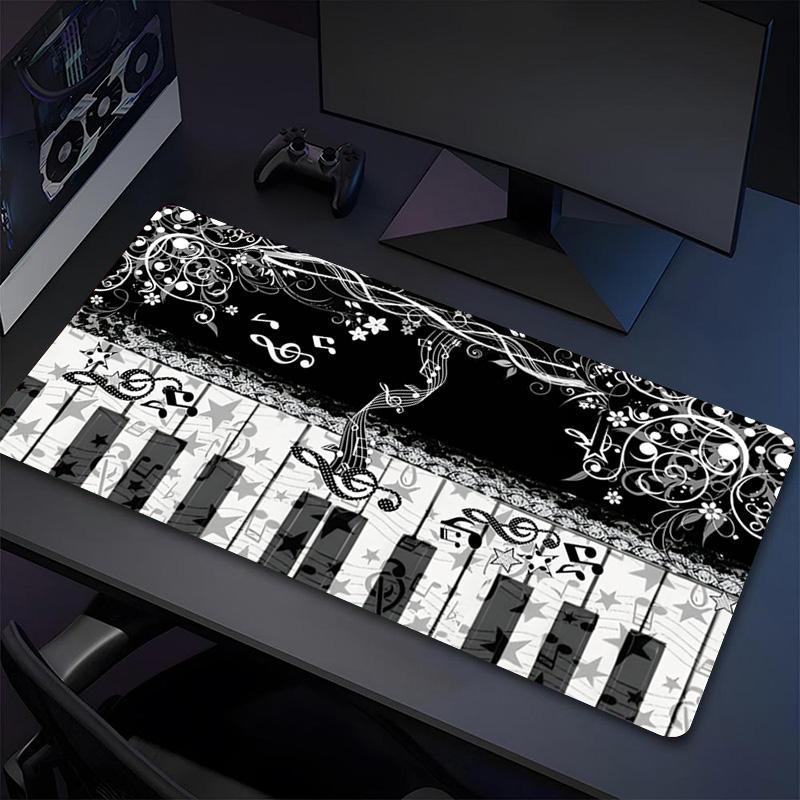 Music Notes Xl Gaming Mouse Pad Nonslip Rubber Base Stitched Edge Waterproof Desk Mat For Pc Laptop Gamer Office Computer Accessories C92912