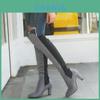 Elegant Women Boots Over Knee High Heel Stylish Winter Autumn Slip-on Lace-up Shoes