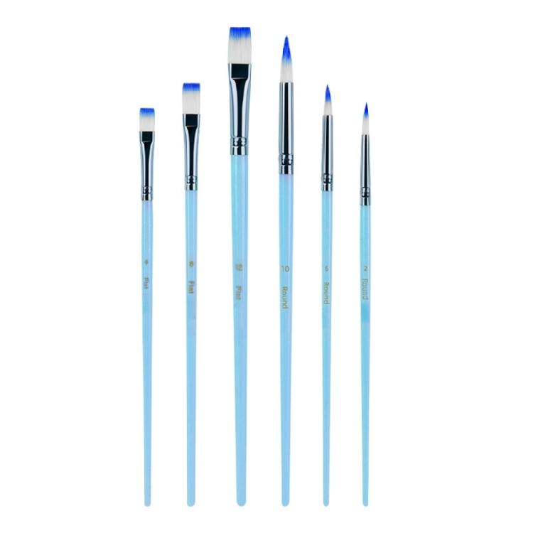 6 Pcs Watercolor Paint Brushes Set Nylon Hair Painting Brush Art Tool Drawing and Art Supplies For Creative Projects
