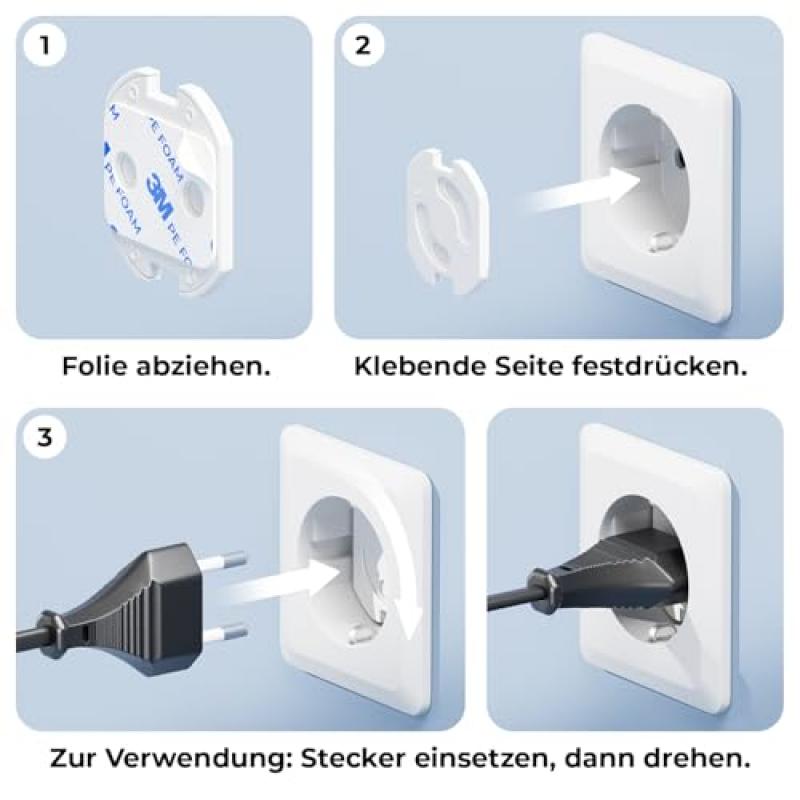 10er-Pack kindersichere Steckdosenabdeckungen mit Drehverschluss, elektrische Steckdoseneinsätze für Wandsteckdosen und Steckdosenleisten, Baby-Sicherheitsschutzstecker