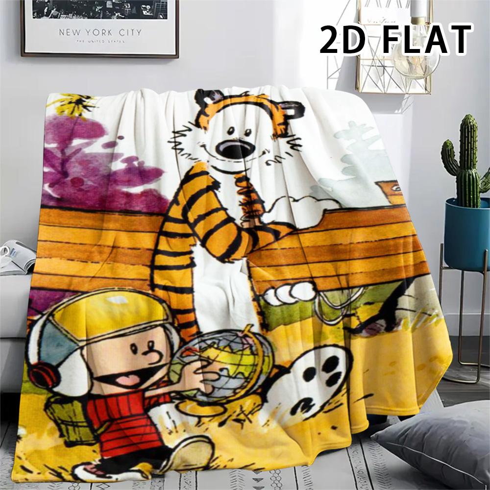 1Pc Calvin and Hobbes Print Flannel Blanket, High Quality Comfortable for All Seasons, Home Decor, Warmth and Comfort, Perfect for Christmas Gifts