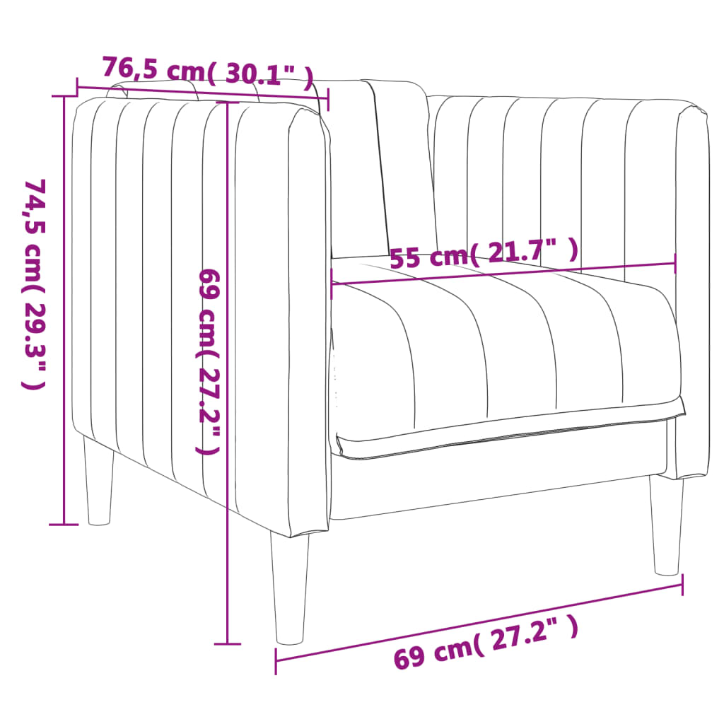 Armchair Light Grey Fabric