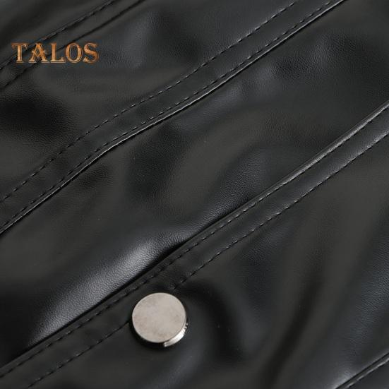 Pánská vesta z umělé kůže s výstřihem do V bez rukávů Slim Fit Jednořadá vesta Kabát s kapsami Jednobarevná vesta