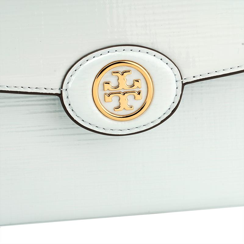 Tory Burch Robinson Cross Logo Magnetic Snap Quilted Leather Shoulder Bag Women Shoulder Bag Sky-Blue 154731-400
