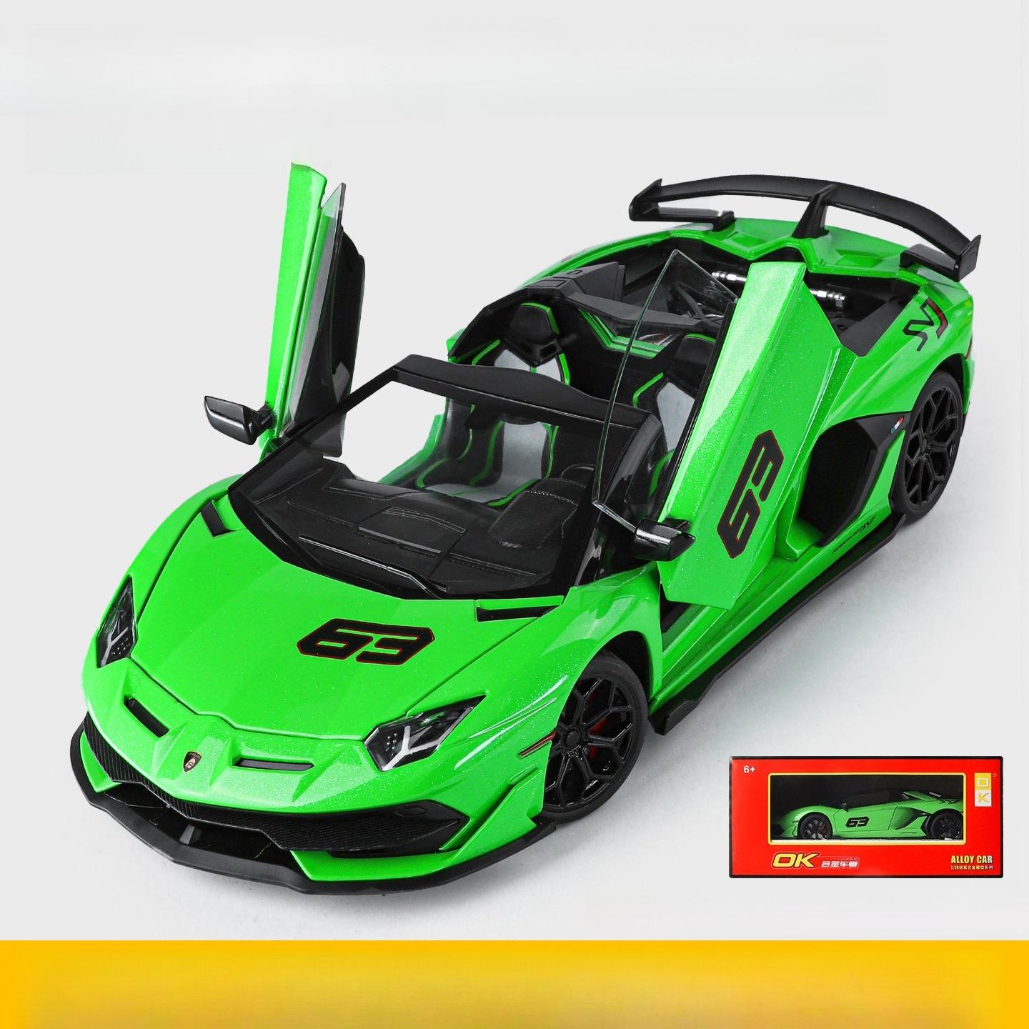 

1:18 Lamborghini Aventador SVJ Прихована Версія Король Перегонів Суперкар Металевий Литий Модель Автомобіля Звук і Світло Дитяча Іграшка Подарунок зелений