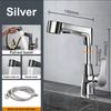 Retractable Bathroom Sink Faucet with Lift Function: Dual Spray, Reinforced Copper Alloy, Ceramic Valve Core, Black/Silver/White