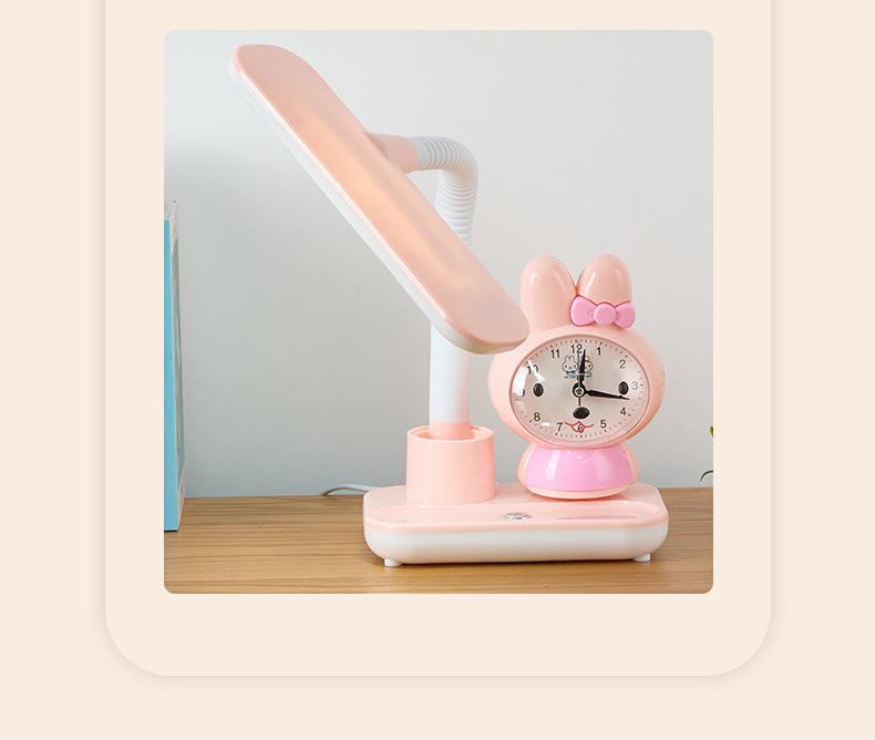 Guangshibao Kinder Schreibtisch Hasen Uhr Tischlampe