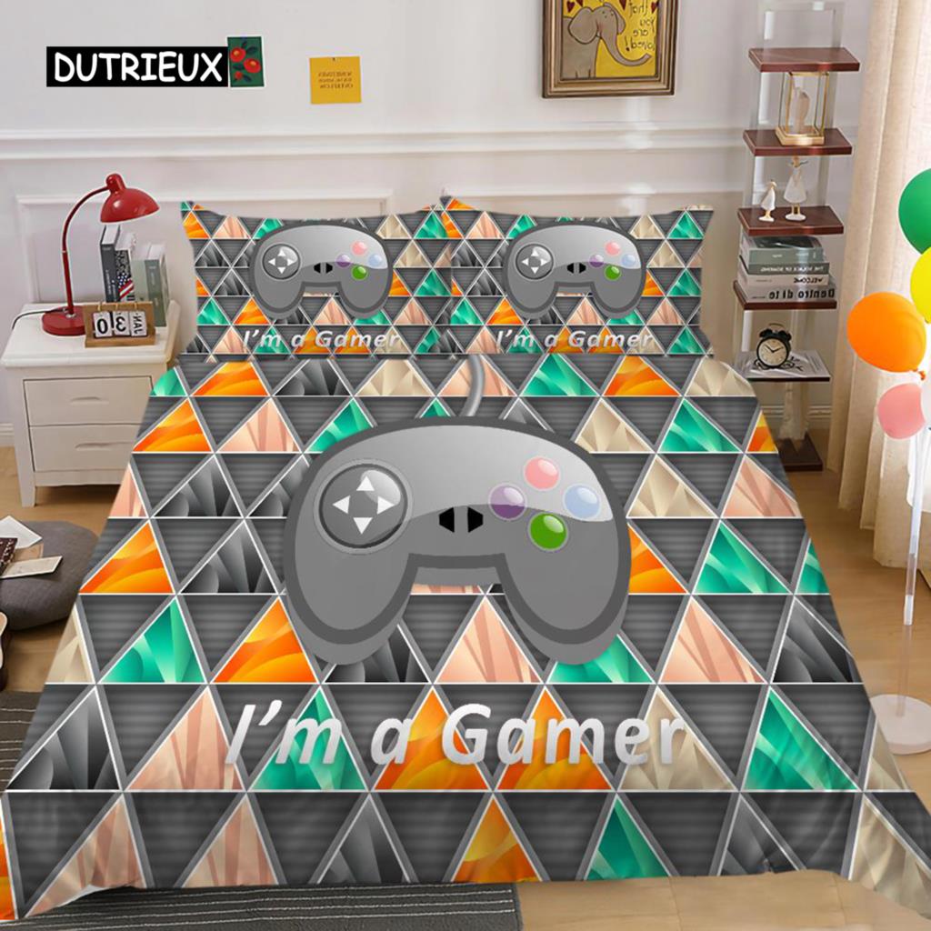 

Комплект пододеяльника и наволочек для геймпада размера кинг для детей, подростков, мальчиков, из мягкой микрофибры, с небом, галактикой, контроллером для видеоигр, геймпадом, комплект постельного белья для двуспальной кровати EU single(135x200cm)