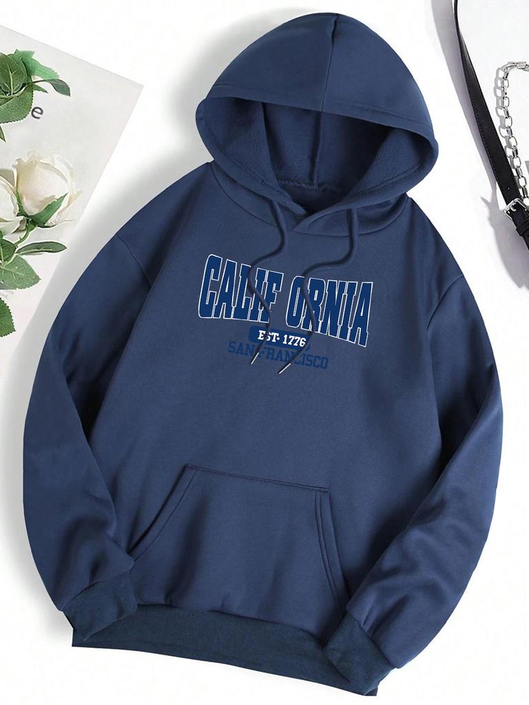 California Est 1776 San Francisco Men Women Hoodies Cute Pocket Pullovers Pattern Oversize Streetwear Fleece Couple Sportswear