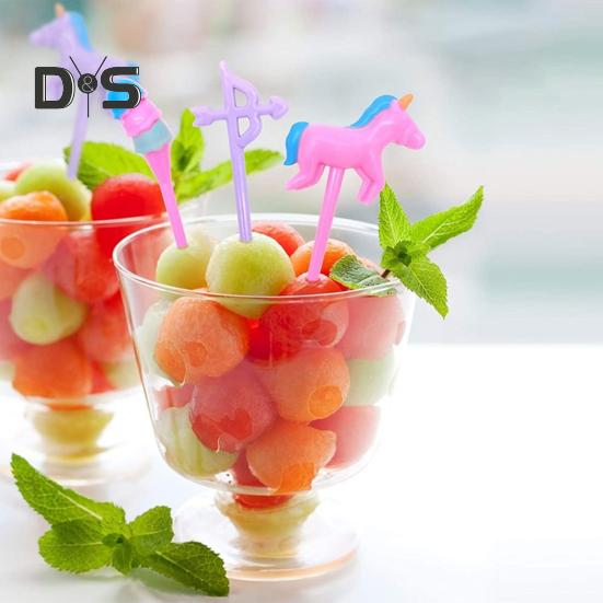 6 st/set tvättbar fruktgaffel Multifunktionell bekväm tecknad fruktgaffel