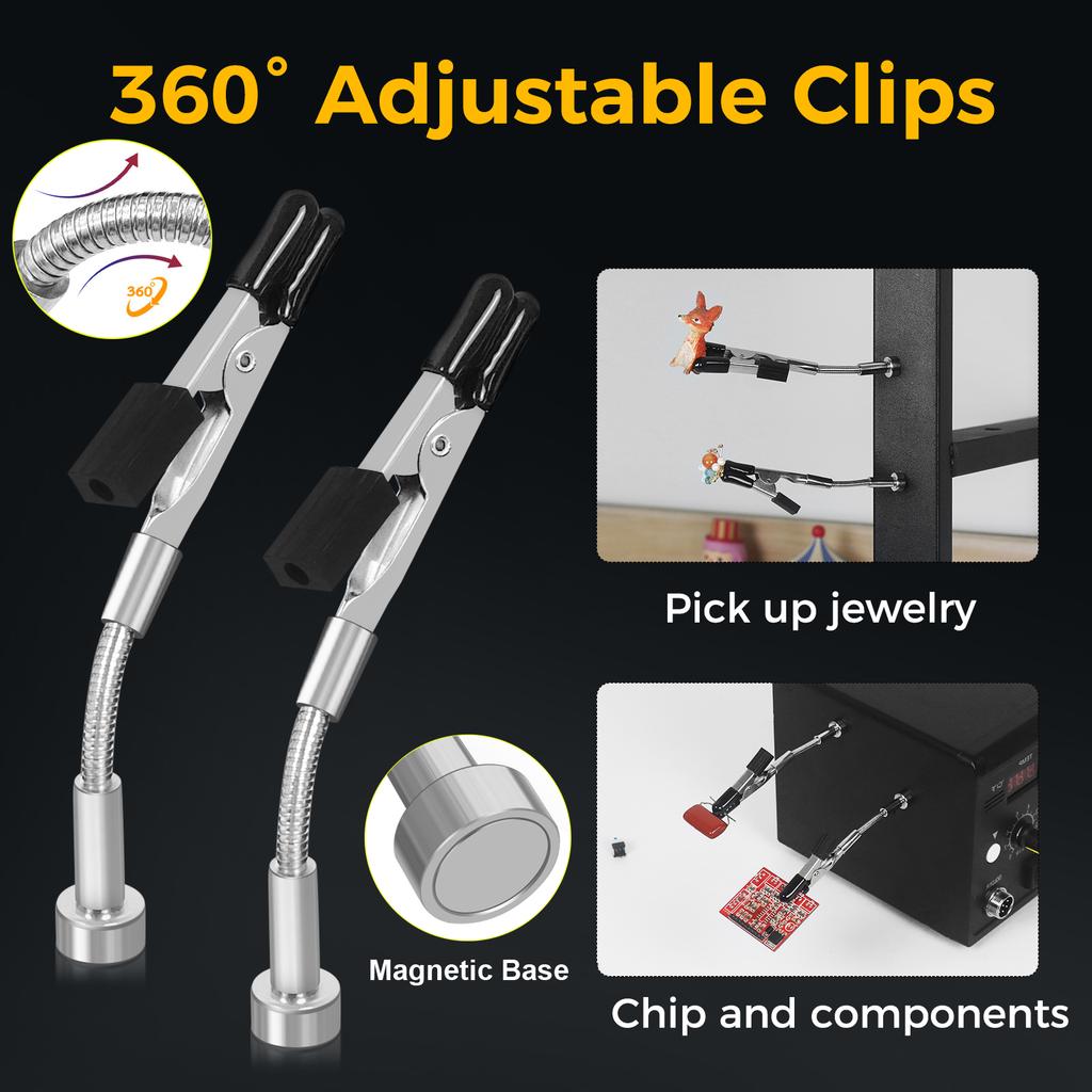 Magnetic Helping Hands Soldering Station with Adjustable PCB Holder Metal Flexible Arms Third Hand Tool for Electronic Repair