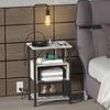 Bedside table 2-piece set with charging station suitable for bedroom, living room, side table with storage drawer