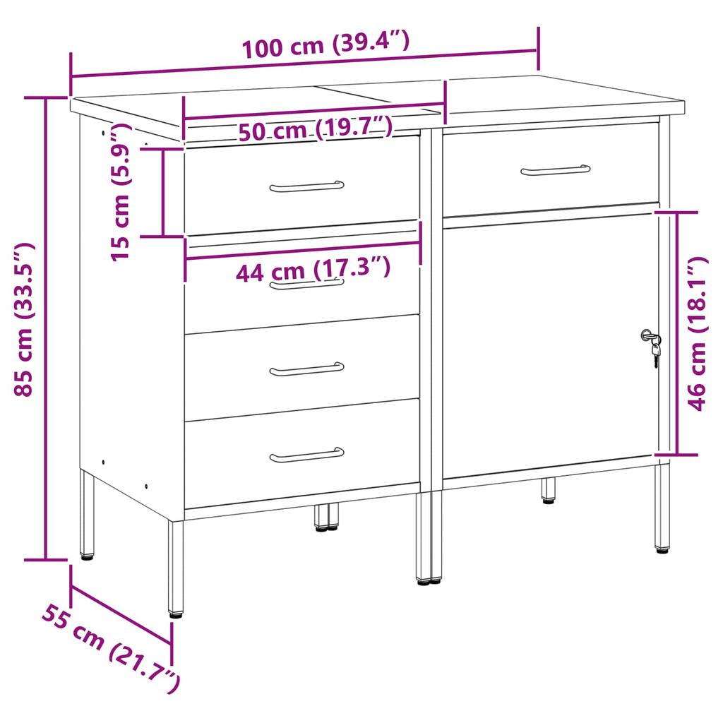 Workbench with Drawers 2 pcs Red and Grey 100 x 55 x 85 cm