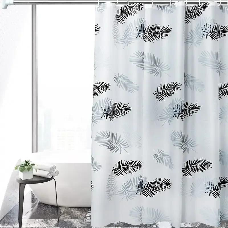 Shower Curtains PVC Leaves Modern Style Bathroom Curtain with Hooks Waterproof Simple Funny Shower Curtain Daily