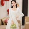 Autumn French White Evening Dress Can Usually Wear Engagement Certificate Light Wedding Dress Medium and Long Dress Women