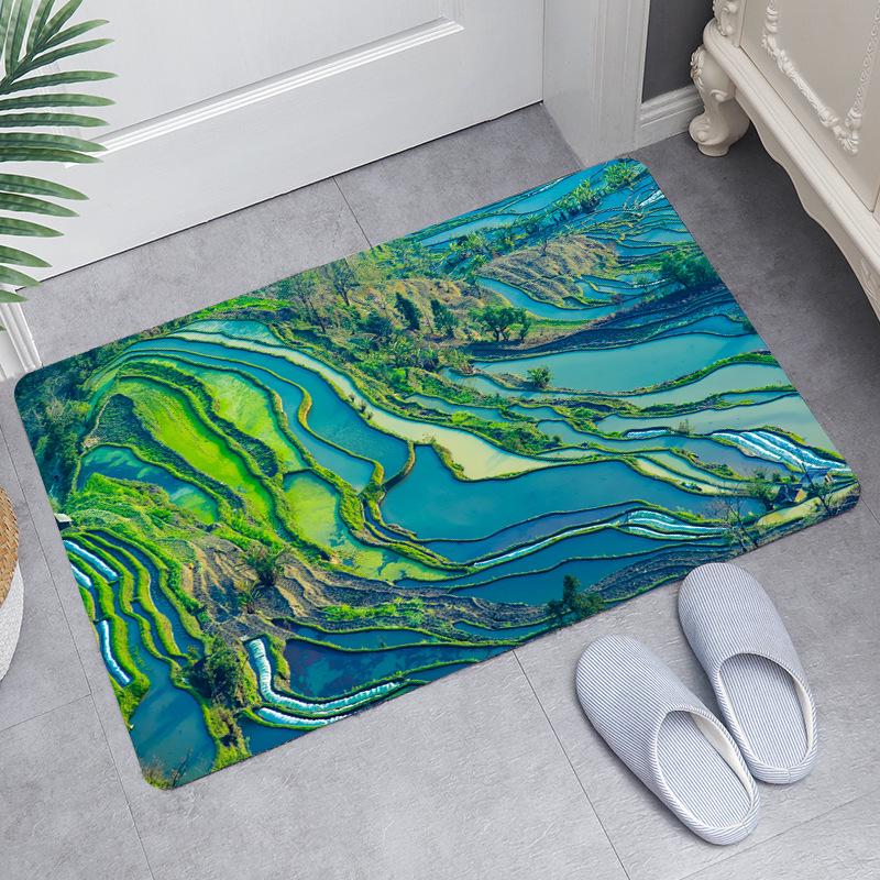 Terraced Landscape Water-Absorbent Non-Slip Kitchen Rug