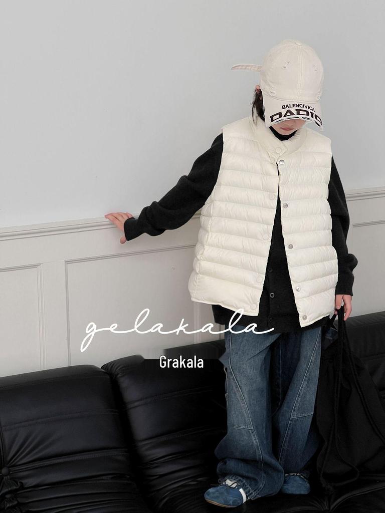 Kids' Korean Style Lightweight Down Vest - Unisex, Versatile, Casual, 90% White Duck Down for Winter