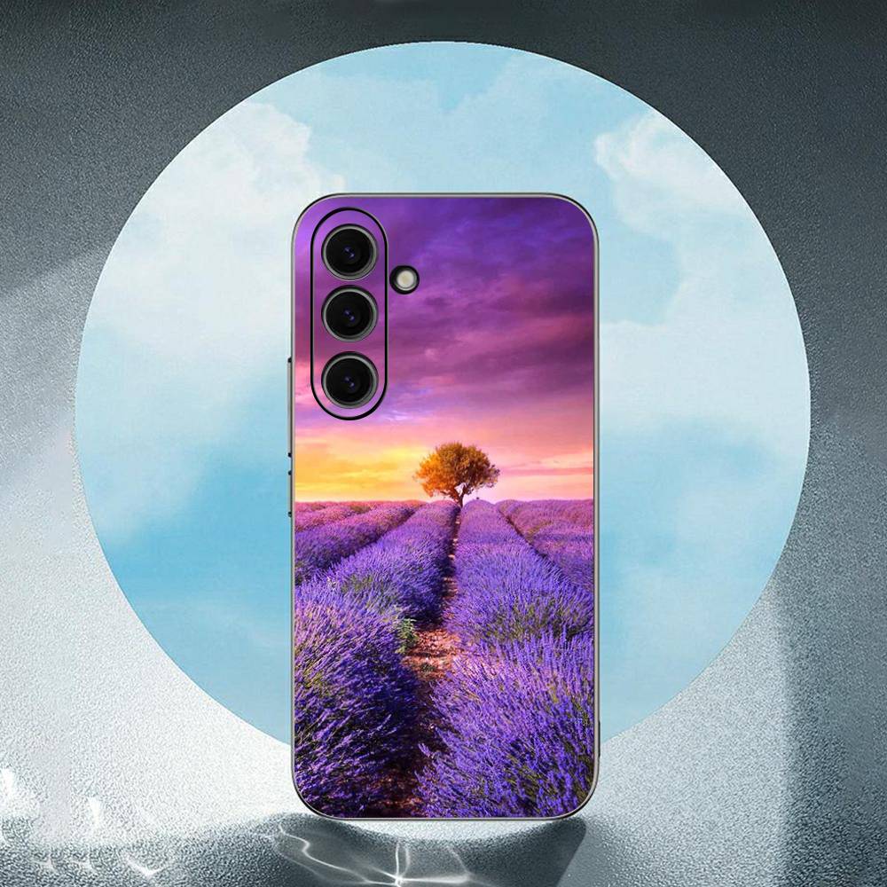 Beautiful purple flower lavender For Samsung Galaxy S25 S24 S23 Ultra S22 S21 Plus S20 Black Soft Silicone Protective Case