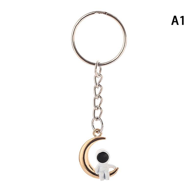 Creative Design Star Moon Astronaut Couple Keychain Sweet Romantic Jewelry Backpack Pendant