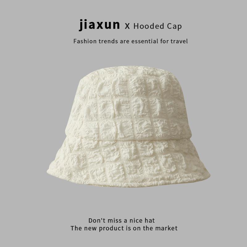 

Bucket hat spring and autumn thin niche design seersucker bucket hat sunshade sunscreen basin hat