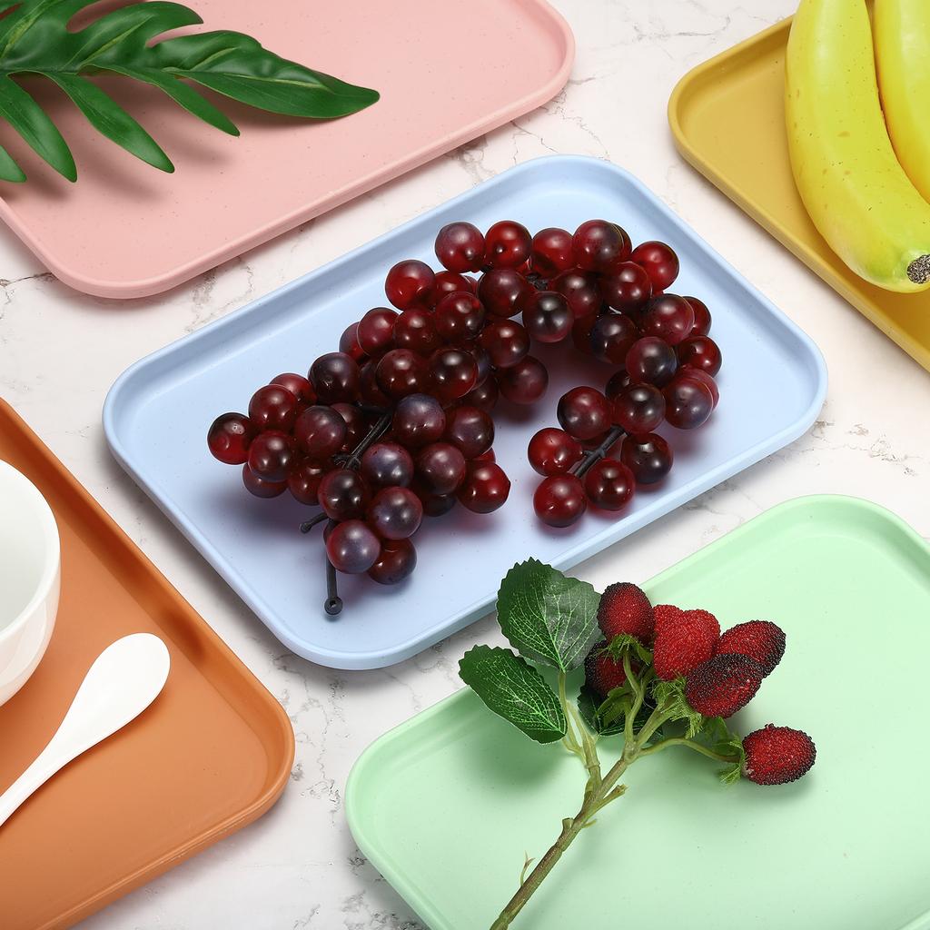 2pcs Plastic Serving Tray Anti-Slip Home Tea Fruit Dessert Tray Plastic Food Cooking Storage Tray for Party Kitchen Restaurant
