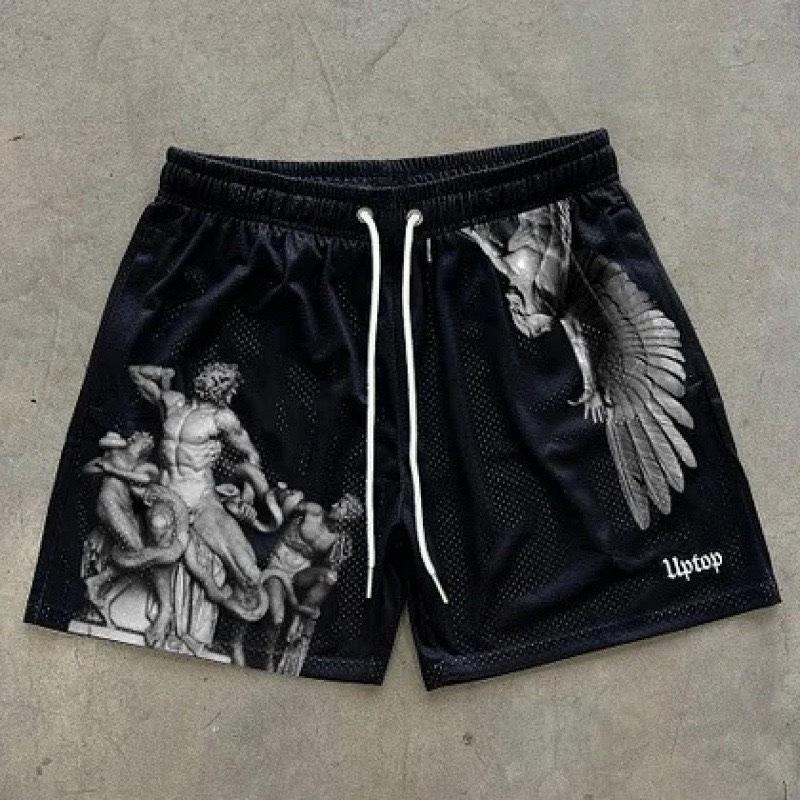 FlowStreet Summer Hot Selling 3D Printed Flame Printed Shorts, Quick Drying Sweat Absorbing Sports Shorts