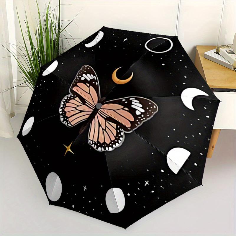 1pc Butterfly Night Sky Automatic Open/Close Umbrella, Portable Folding Umbrella for Everyday Use Yy250826085