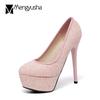 Wedding Party Shoes Women Sexy Super High Heels White/Silver/Pink Glitter Pumps Bling Pointed Toe Platform Shoes Zapatos Mujer