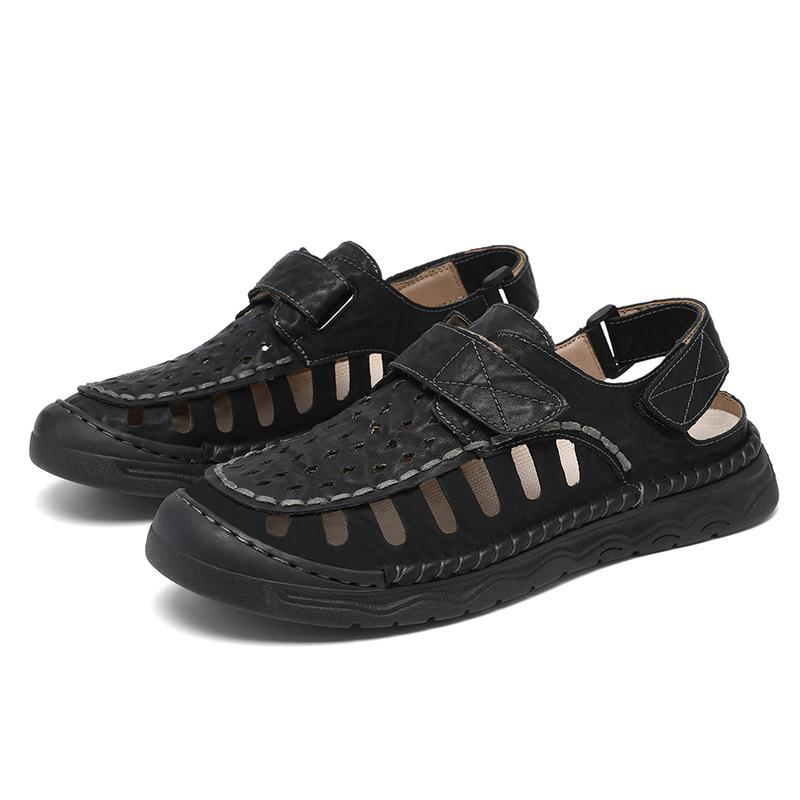 Large Size Sandals Hand-Stitched Fashion Versatile Casual Hole Shoes Men'S Breathable Beach Shoes
