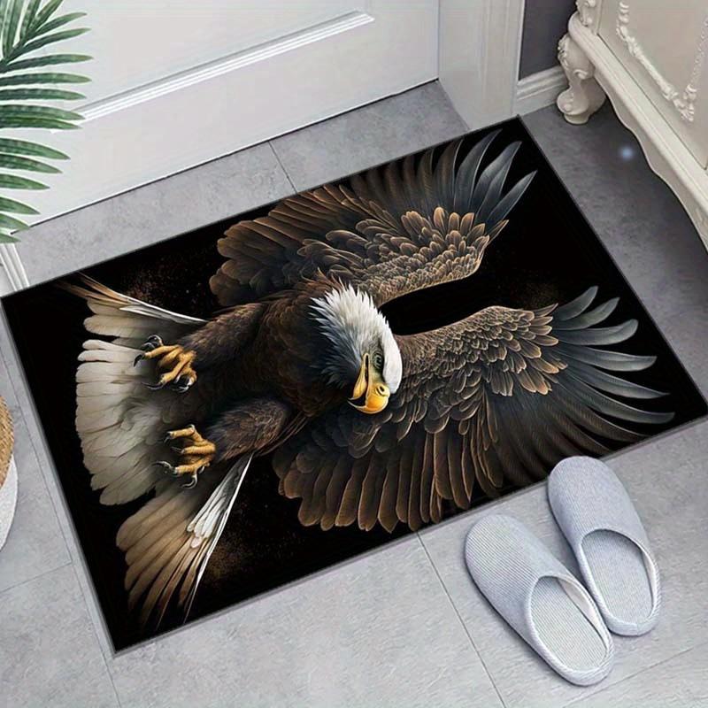 Crystal Velvet Flying Eagle Print Carpet for Bedroom, Living Room, Home Decor, Non-Slip Mat, Bedside Rug, Office Chair M