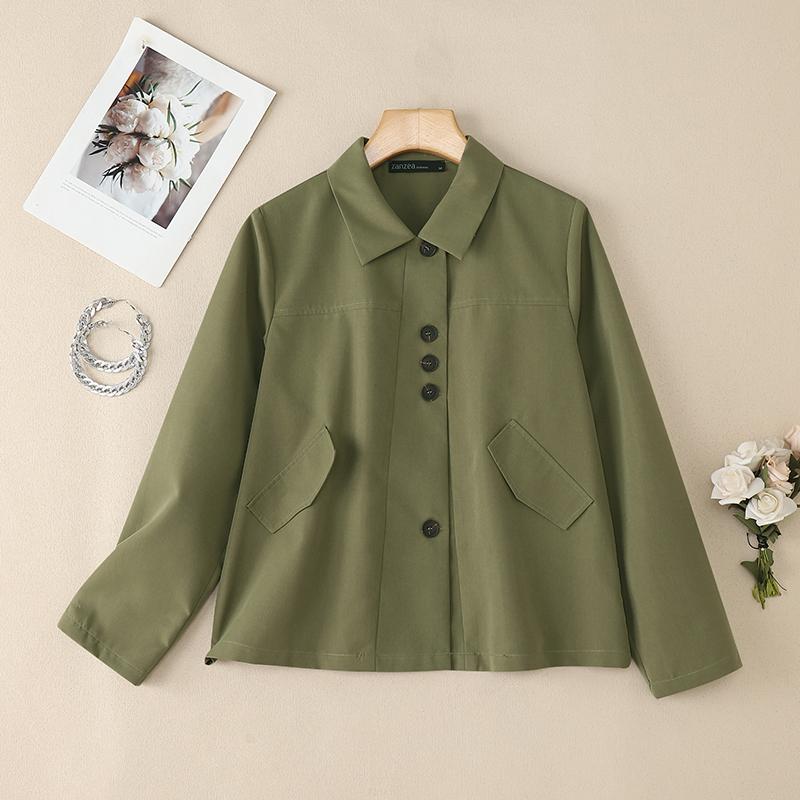 

ZANZEA Женская повседневная однотонная свободная блузка с отложным воротником и длинным рукавом XL