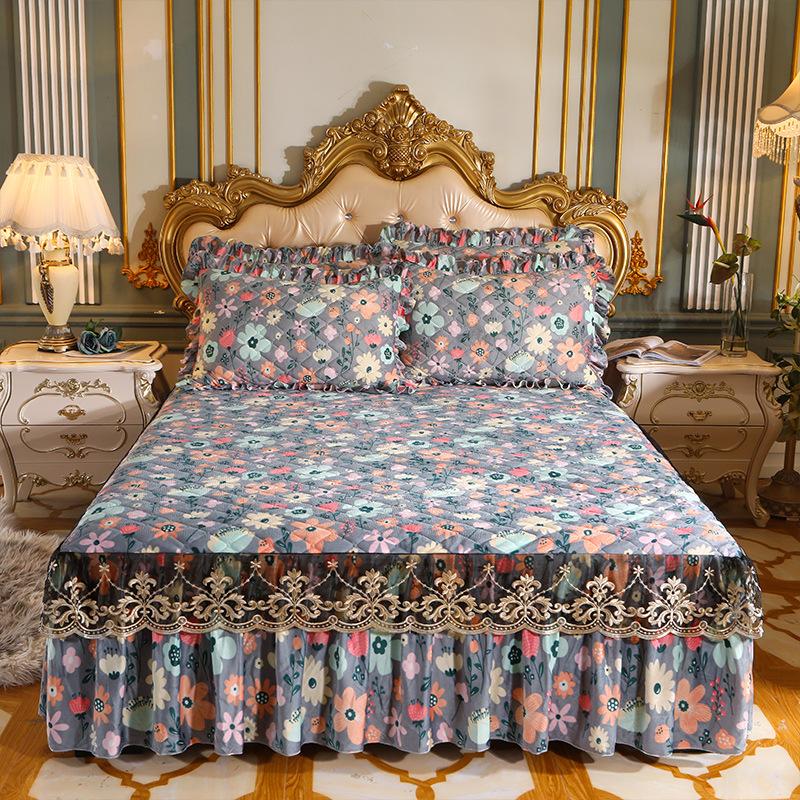 

Роскошное стеганое покрывало из фланели с принтом размера «king-size», мягкое бархатное покрывало, романтическое покрывало, наволочка в комплект не входит Only 2pcs Pillowcase