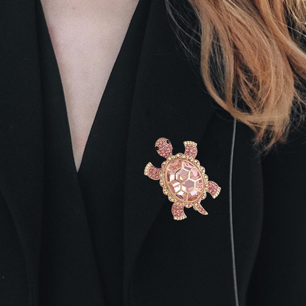 Crystal Studded Turtles Brooch With Secure Clasp Hypoallergenically Alloy Lapel Pin Jewelry For Parties Travel Gifts